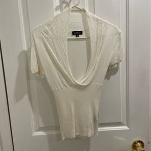 Bebe size XS White Knitted Top Short Sleeve Y2K Vintage